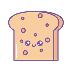 Kawaii-style bread icon vector image with a white background