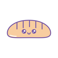 Kawaii-style bread icon vector image with a white background