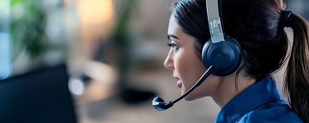 A focused professional with a headset working in a customer support role
