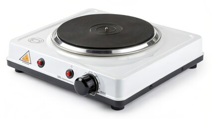 Fototapeta premium Single Electric Hot Plate on White Background