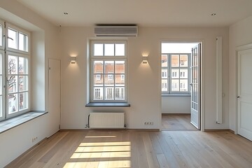 Obraz premium Large windows letting sunlight inside high resolution photo