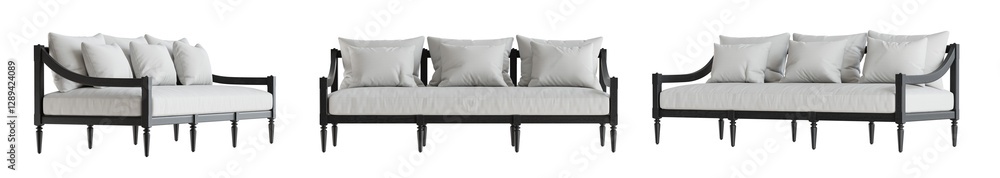 Poster sofa set isolated on transparent background. 3d render. 3d illustration.