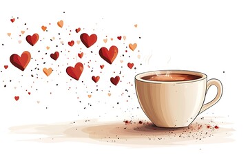 Charming Coffee Cup with Love-Filled Hearts