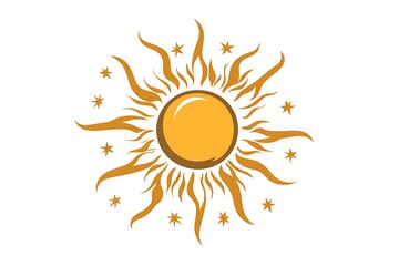 Ornate Sun Symbol with Stars, Perfect for Design Projects