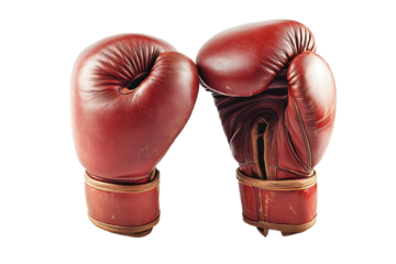 Vintage Red Boxing Gloves with Aged Leather Texture