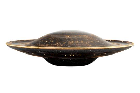 Stylized Vintage UFO Model with Golden Rings