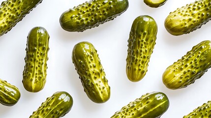 A mockup template featuring pickled cucumbers and gherkins in various angles and views, isolated on transparent cutouts for culinary projects