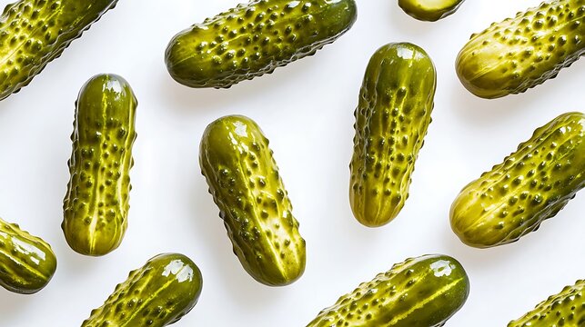 A mockup template featuring pickled cucumbers and gherkins in various angles and views, isolated on transparent cutouts for culinary projects