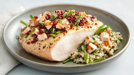 Roasted Chicken Breast with Quinoa, Healthy Dinner
