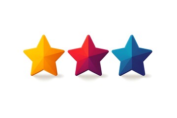 Obraz premium Three Colorful 3D Stars Against a White Background