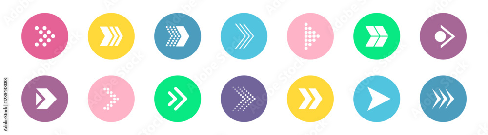 Poster set of arrows collection in circles. simple arrow big set. vector illustration