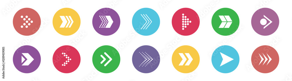 Poster set of arrows collection in circles. simple arrow big set. vector illustration
