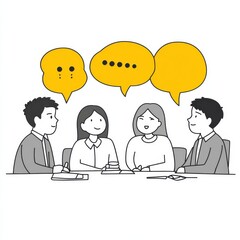 Naklejka premium Minimalistic vector business meeting illustration in yellow and gray