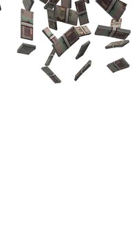 Vertical Oman 100 Baisa Falling Animation on White Screen