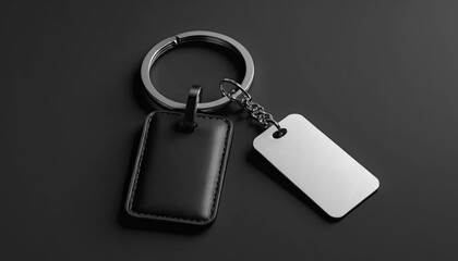 Silver keychain with two rectangular pendants that is elegant and versatile. Suitable for house, car or bag keys. A stylish addition to your accessory collection.