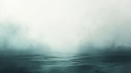 Fototapeta premium Misty Ocean Water Surface Reflects Light From The Overcast Sky