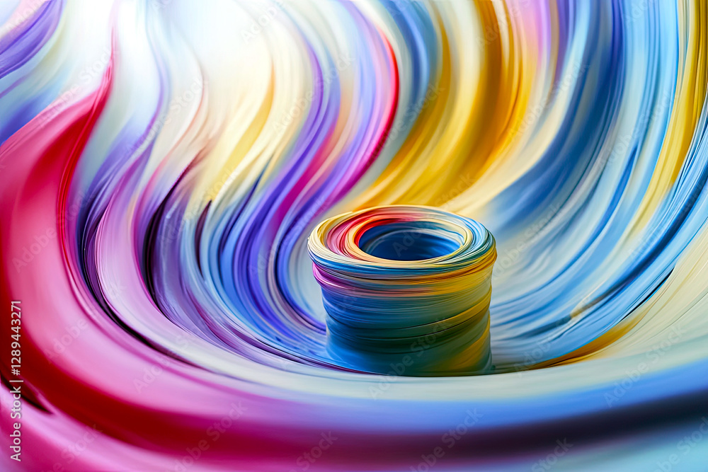 Poster Colorful Paint Swirls Create an Illusion of Depth and Motion Through Time and Space