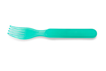 Baby plastic fork, green small fork for children cut out