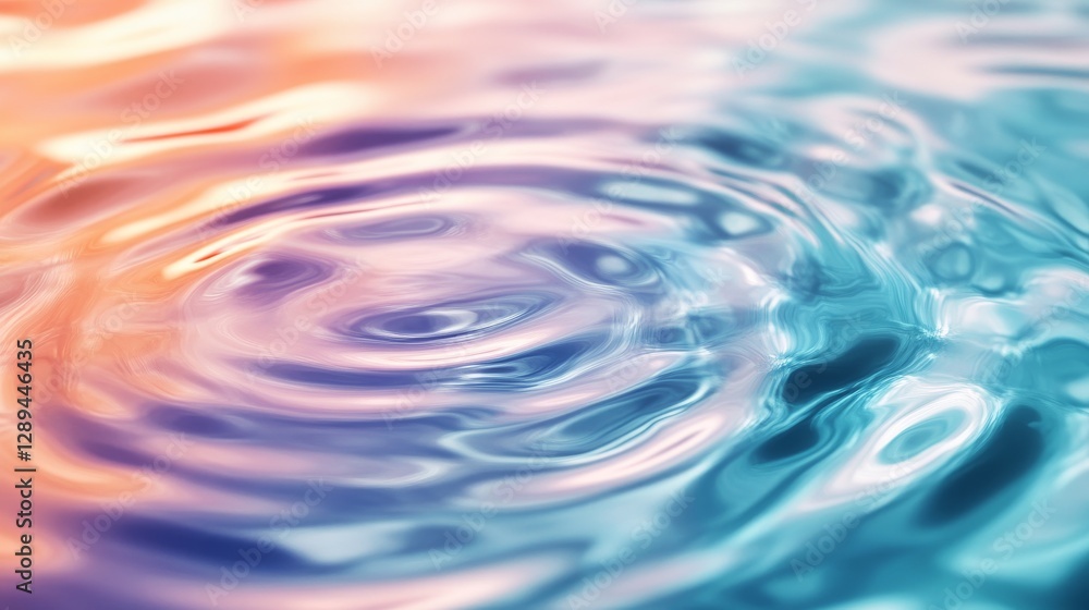 Poster close up view of rippling water surface with color gradients