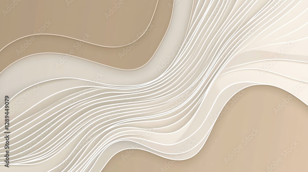 Poster wavy layers of white and brown create interesting abstract design