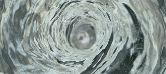 Water vortex swirling counterclockwise in slow-motion. The water is pulled down and forced toward the drain hole - Powered by Adobe