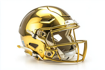 Fototapeta premium Gold American football helmet isolated on white background