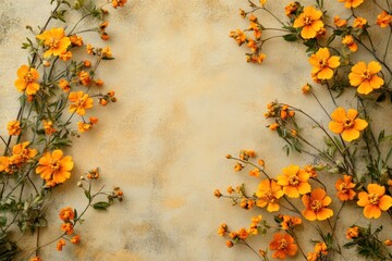 美しい黄色い花が咲き誇る背景のデザイン