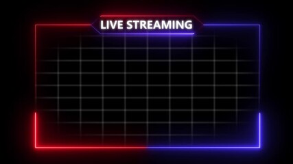 live streaming neon text frame animation box frame neon frame live streaming game live Stream overlay animation.   neon frame live streaming game live.