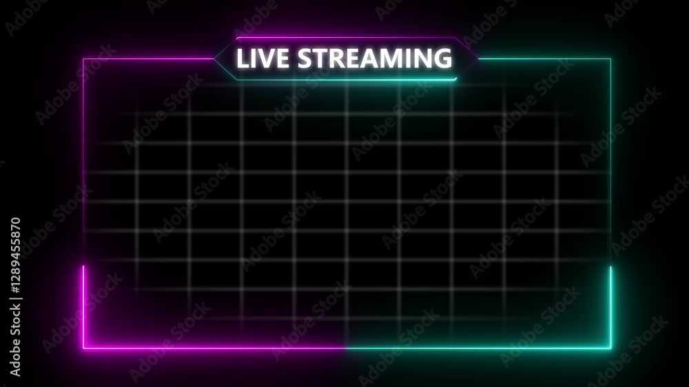Aufkleber live streaming neon text frame animation box frame neon frame live streaming game live stream overla