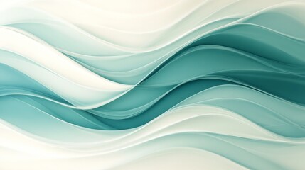 Obraz premium Abstract composition shows flowing teal and white curves and lines