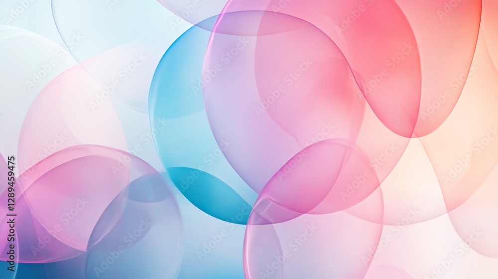 Poster colorful translucent bubbles appear in a soft and pleasing composition