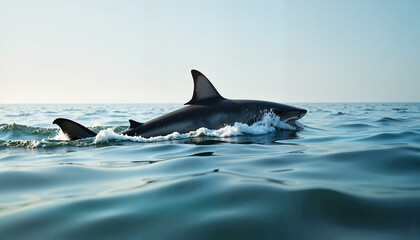 Fototapeta premium Shark swimming in calm ocean waters