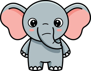 Naklejka premium Cute grey elephant with large ears in a flat design style vector illustration
