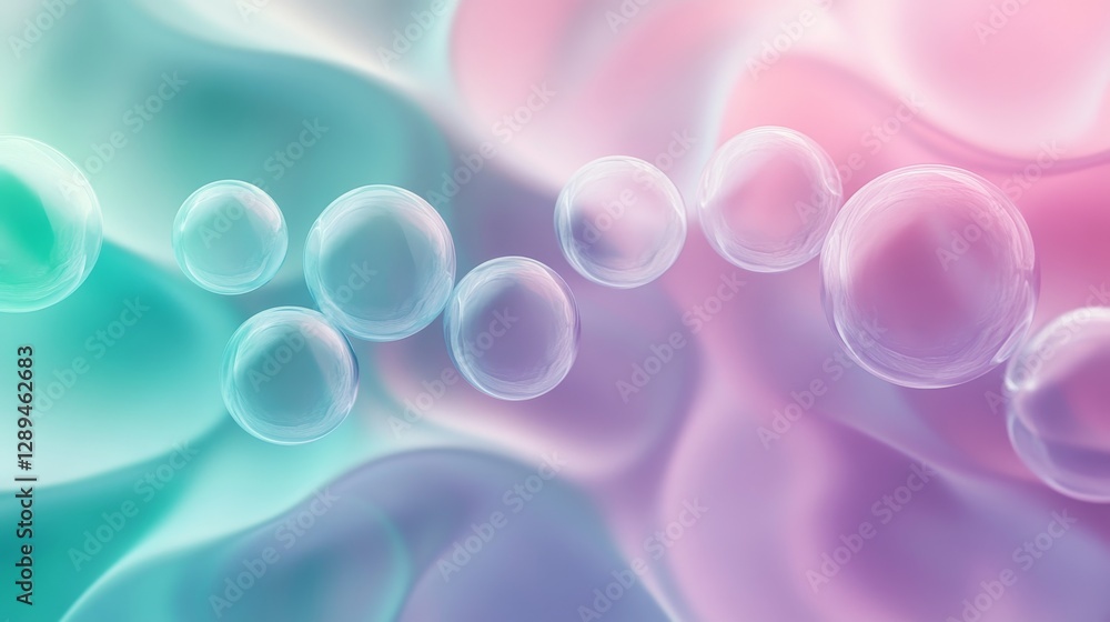 Poster the floating bubbles are over colorful and soft wavy backgrounds