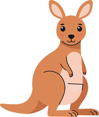Friendly kangaroo standing upright in a playful pose, minimalistic design vector illustration