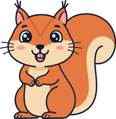 Cute cartoon squirrel character in a minimal flat design style showcasing playful expression vector illustration