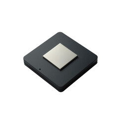 Square black and silver wireless charging pad or silicon chip, sleek modern design for efficient device charging
