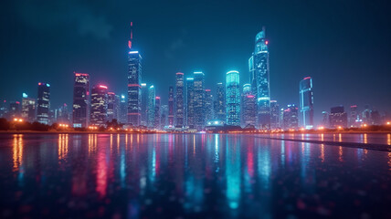 Fototapeta premium Smart city lights adjusting in real-time with 5G