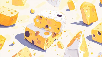Fototapeta premium Seamless vector background texture of cheese. cheese pattern