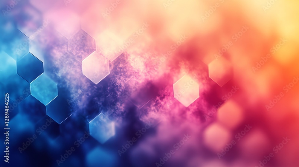 Poster hexagonal pattern with gradient colors and light effect is vibrant