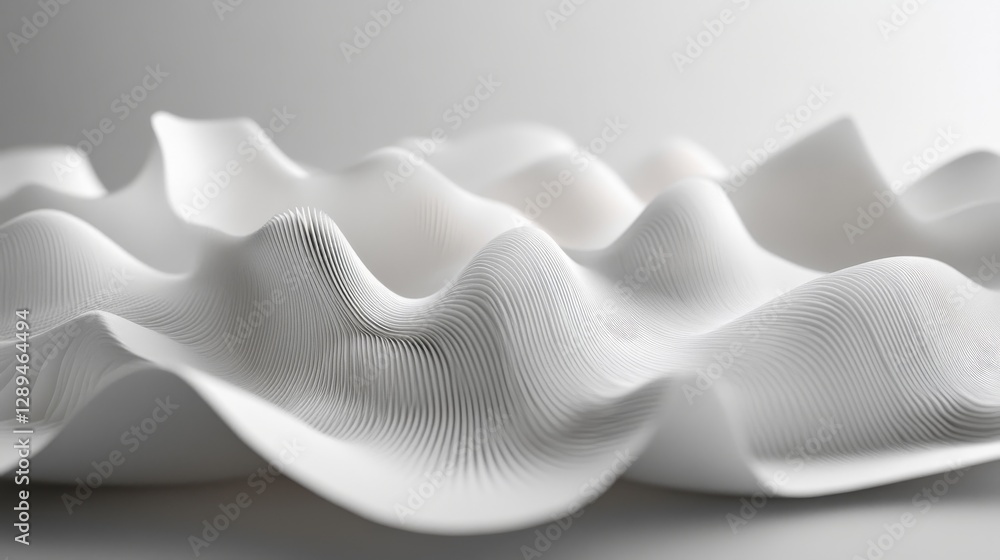 Poster white abstract waves form an undulating landscape of texture