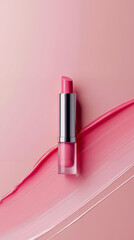 A pink lipstick on a pink background