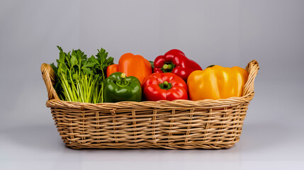 A basket filled with lots of different types of vegetables