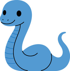 Fototapeta premium Cute blue snake with a friendly expression in minimal flat design vector illustration