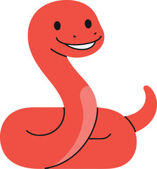 Fototapeta premium Friendly red snake character in a minimalistic design style showcasing a cheerful expression in vector illustration