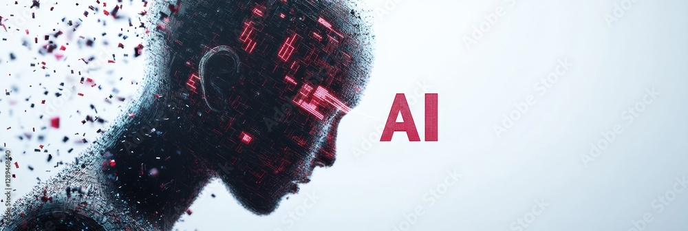 Poster artificial intelligence and abstract concepts explore futuristic themes in digital art