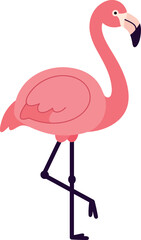 Fototapeta premium Pink flamingo standing on one leg in a minimal flat design vector illustration