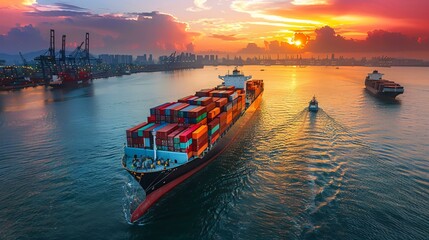 Obraz premium A global shipping port exporting wood pellet fuel, showcasing the growing demand for bioenergy and clean energy solutions worldwide