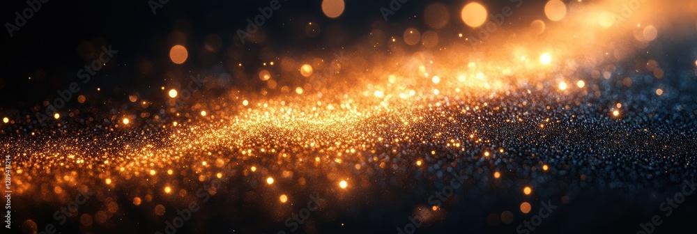 Aufkleber gold glitter sparkles on a black background creating a shimmering visual effect