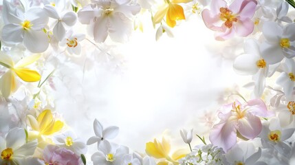 Obraz premium Colorful Arrangement of Orchids and Flowers on a Soft Background. Generative AI